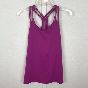 Fabletics Peyton Fuchsia Strappy Back Workout Tank Sz M • Lightweight • EUC